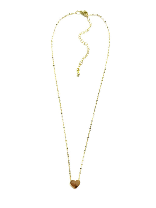 Flat Gold Heart Necklace | Gold Plated Chain Charm 16" 18" | Light Years