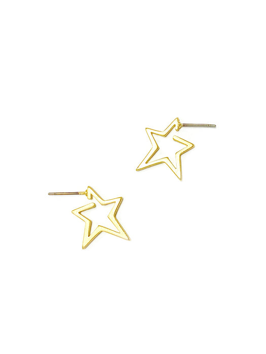 Small Star Hoops | Matte Gold Plated Earrings | Light Years Jewelry