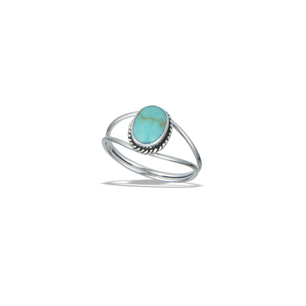 Rope Border Turquoise Ring | Sterling Silver size 5 6 7 8 9 | Light Years