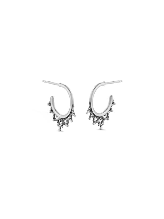 Petal Edge Post Hoops | Sterling Silver Studs Earrings | Light Years
