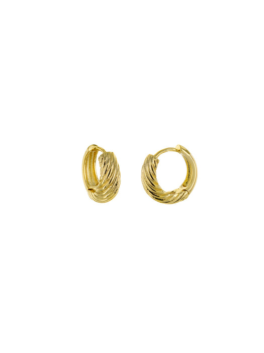 Thick Twisted Huggie Hoops | Gold Plated Trendy Earrings | Light Years