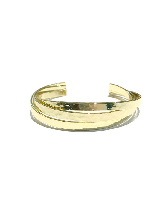 Three Row Hammered Cuff Bracelet | Gold Plated | Light Years Jewelry