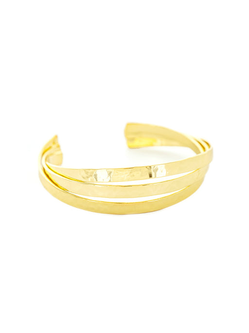 Three Row Hammered Cuff Bracelet | Gold Plated | Light Years Jewelry