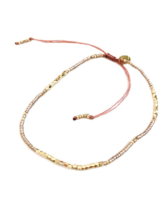 Pink & Gold Beaded Anklet | Adjustable Fashion Bracelet | Light Years