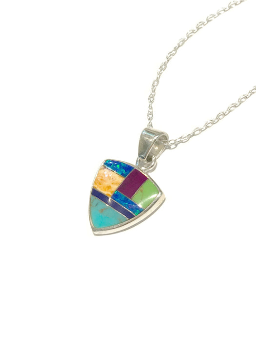 Inlaid Gemstone Triangle Necklace | Sterling Silver Chain | Light Years