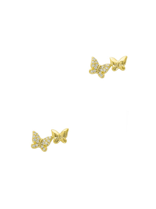 Double CZ Butterfly Posts | Gold Plated Studs Earrings | Light Years