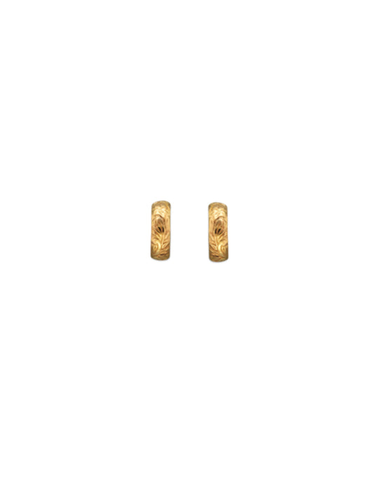 Engraved Flower Post Hoops | 14k Gold Filled Earrings | Light Years