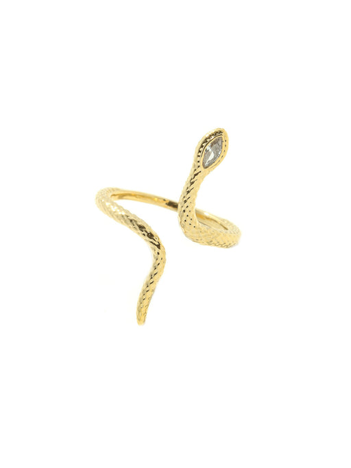 CZ Snake Wrap Ring | Adjustable Gold Plated Size 7 8 | Light Years