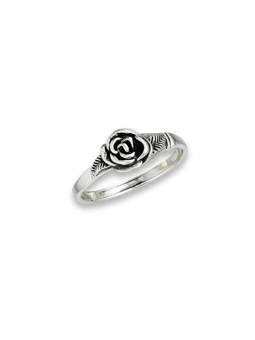 Rose & Leaves Ring | Sterling Silver size 6 7 8 9 | Light Years Jewelry