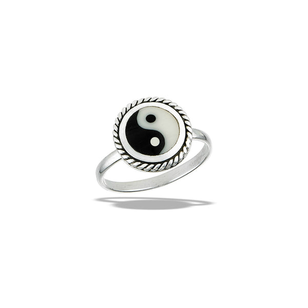 Enamel Yin Yang Ring | Sterling Silver Size 6 7 8 9 10 | Light Years