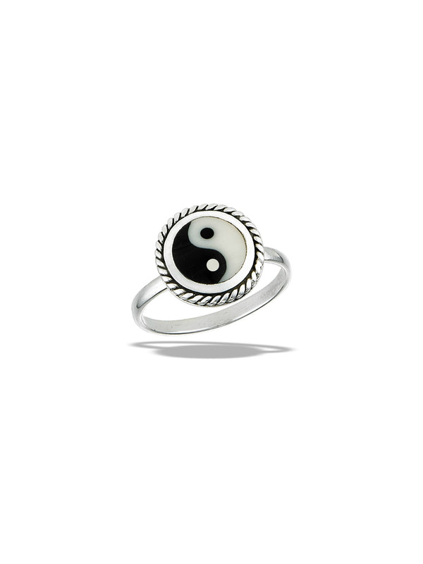 Enamel Yin Yang Ring | Sterling Silver Size 6 7 8 9 10 | Light Years