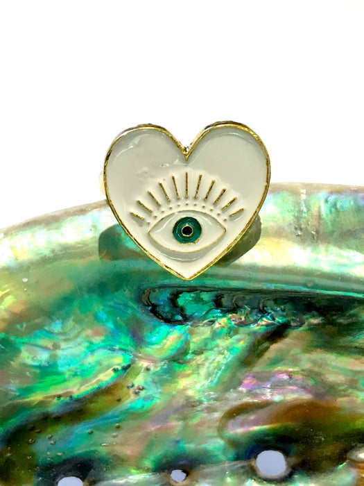 Eye in Heart Adjustable Ring | Gold Fashion Band | Light Years Jewelry