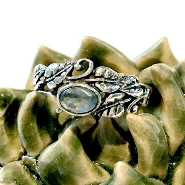 Leafy Vine Apatite Ring | Size 9 Sterling Silver | Light Years Jewelry