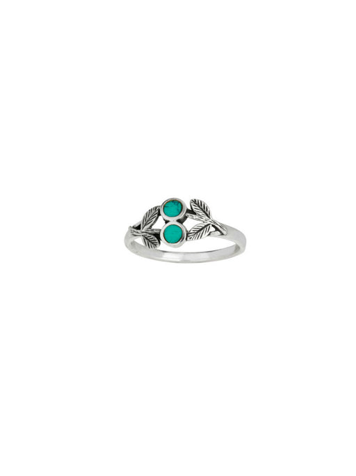 Double Turquoise Leaves Ring | Sterling Silver Size 6 7 8 9 | Light Years