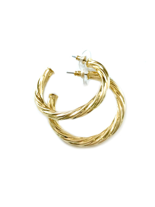 Thick Twisted Hoops | Gold Plated Posts Studs Earrings | Light Years