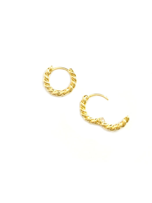 Small Twisted Huggie Hoops | Gold Plated Earrings | Light Years Jewelry