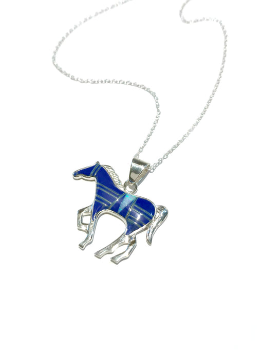 Lapis & Opal Horse Necklace | Sterling Silver Pendant | Light Years