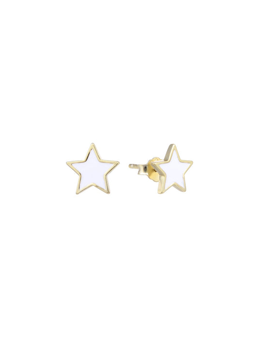 White Star Enamel Posts | 14kt Gold Vermeil Studs Earrings | Light Years