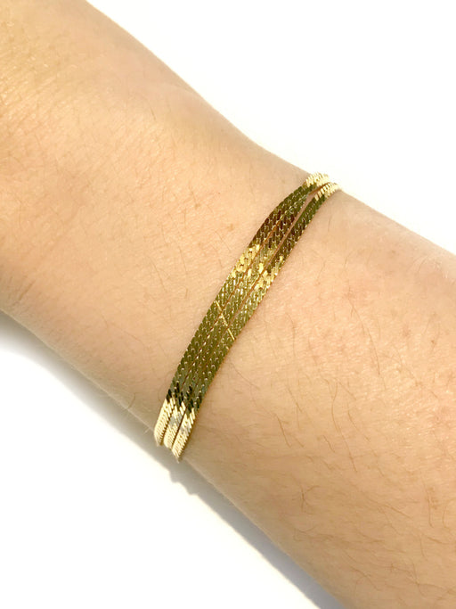 Three Row Herringbone Chain Bracelet | 14kt Gold Vermeil | Light Years