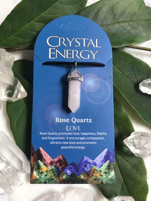 Crystal Energy Gemstone Pendants | Rose Quartz | Stone Cord Necklace | Light Years