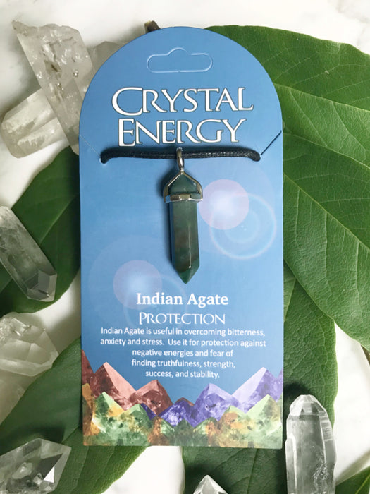 Crystal Energy Gemstone Pendants | Indian Agate | Stone Cord Necklace | Light Years
