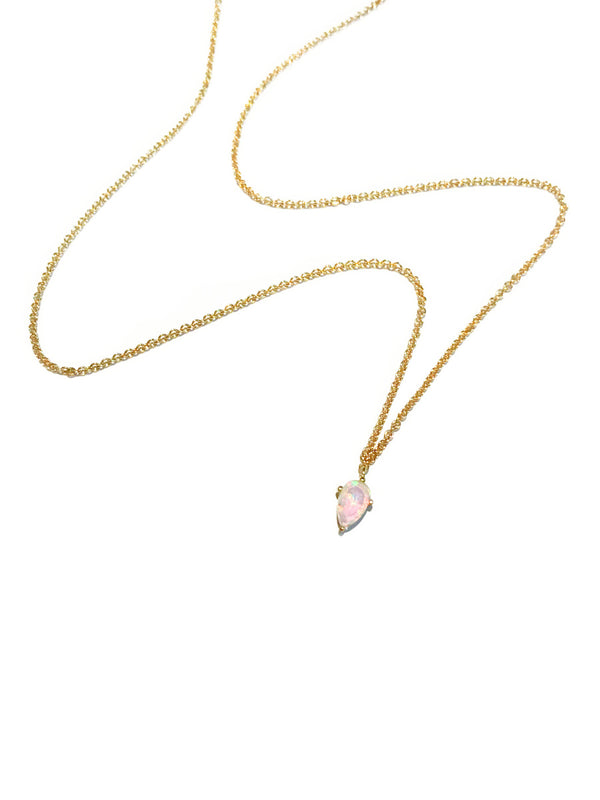 White Opal Teardrop Necklace | 14kt Gold Vermeil Chain | Light Years