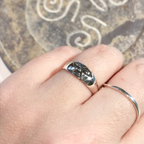 Etched Moon Face Band Ring | Sterling Silver Sizes 7 8 9 | Light Years