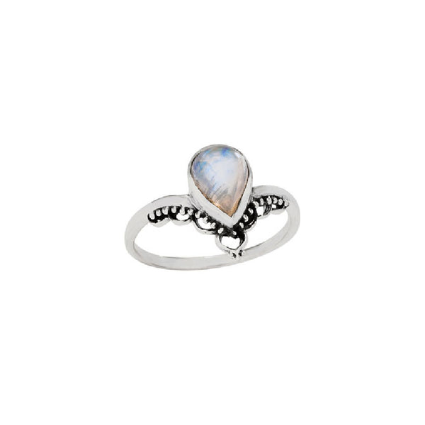 Ornate Moonstone Chevron Ring | Sterling Silver Size 6 8 | Light Years