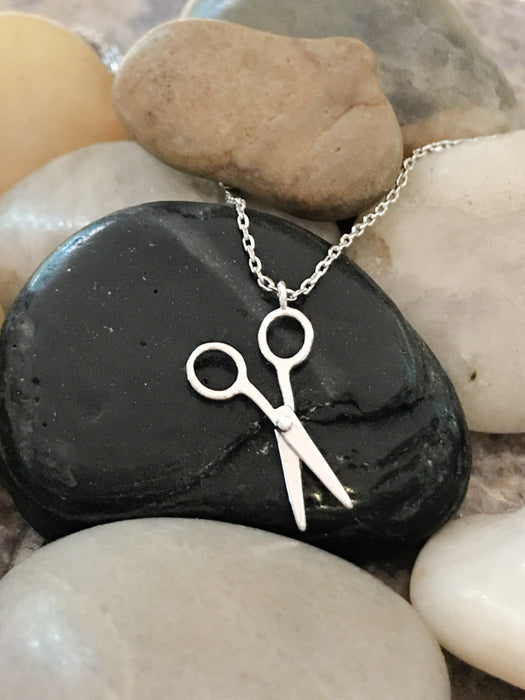 Scissors Necklace | White Gold Plated Silver Chain Pendant | Light Years