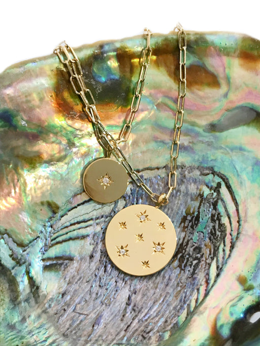 CZ Star Medallion Layered Necklace | Gold Plated Chain | Light Years