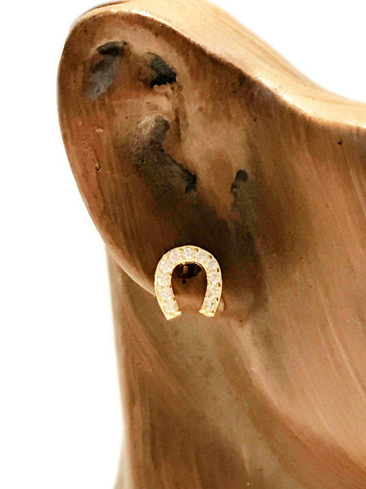 CZ Horseshoe Posts | Gold Vermeil Studs Earrings | Light Years Jewelry