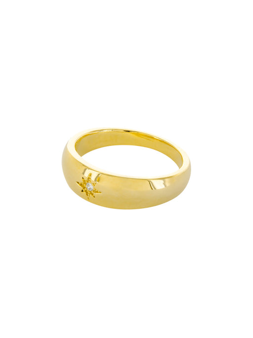 Thick Band with CZ Star | Gold Plated Ring Size 6 7 8 | Light Years