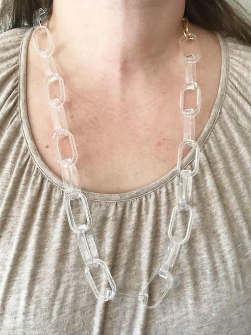 Long Clear Acrylic Gold Chain Statement Necklace | Light Years Jewelry