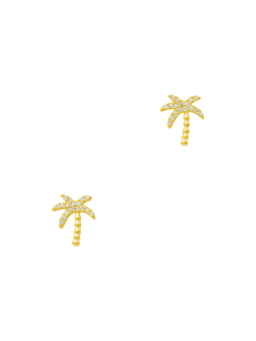 CZ Palm Tree Posts | Gold Plated Studs Earrings | Light Years Jewelry