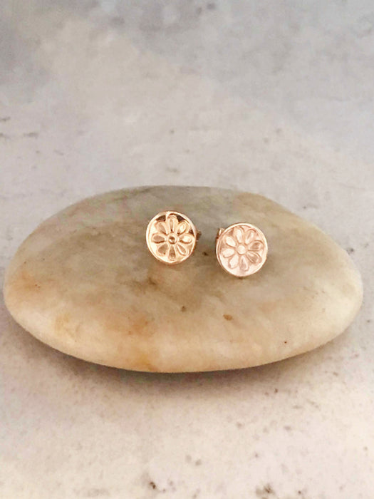 Flower Stamped Disc Posts | Gold Filled USA Studs Earrings | Light Years