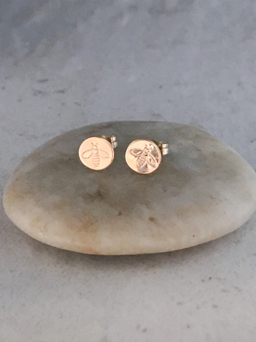 Bee Stamped Disc Posts | 14kt Gold Filled Studs Earrings | Light Years