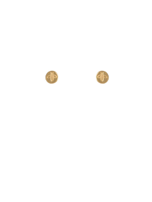 Bee Stamped Disc Posts | 14kt Gold Filled Studs Earrings | Light Years