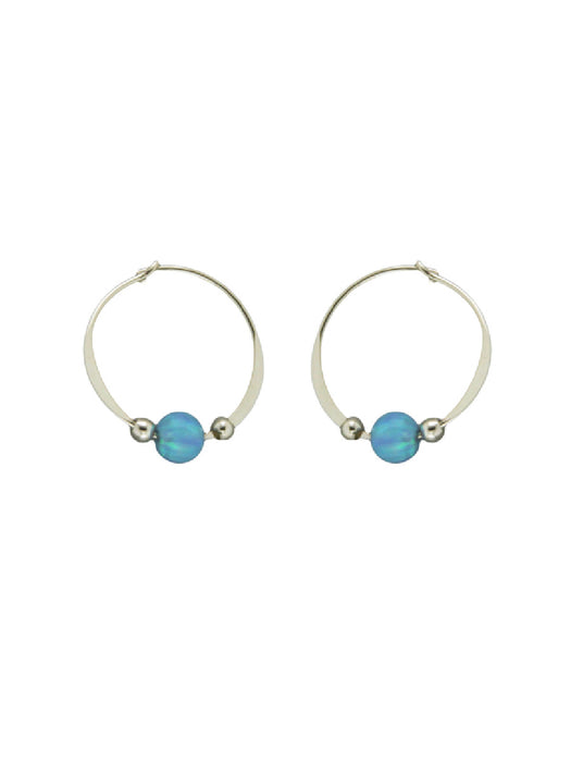 Blue Opal Beaded Hoops | Sterling Silver Gold Filled Earrings | Light Years