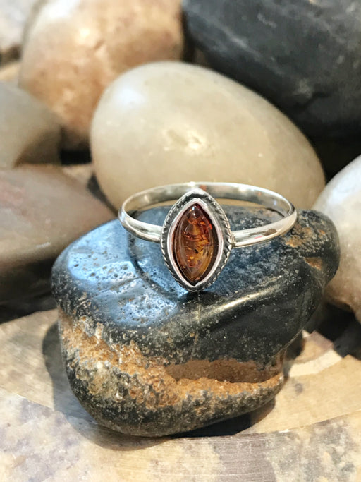 Small Amber Marquis Ring | Size 6 7 8 Sterling Silver | Light Years