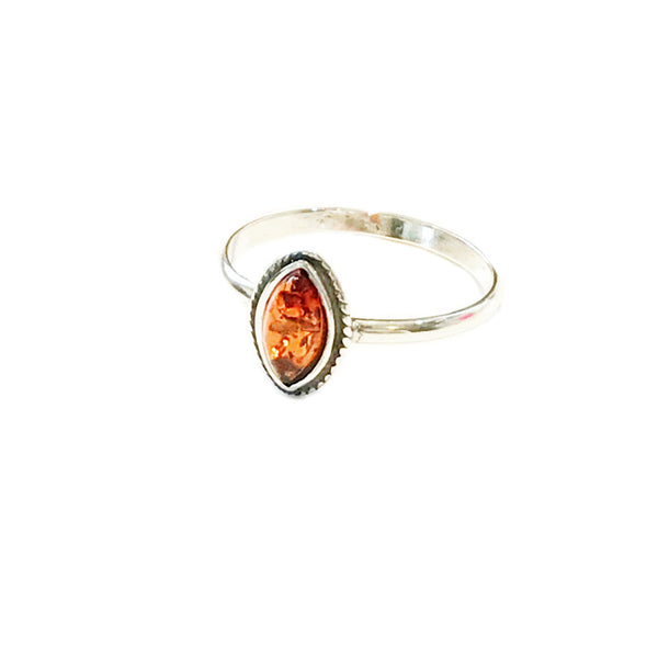 Small Amber Marquis Ring | Size 6 7 8 Sterling Silver | Light Years