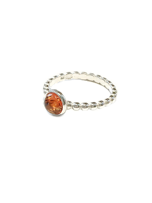 Ball Band Baltic Amber Ring | Size 7 8 Sterling Silver | Light Years 