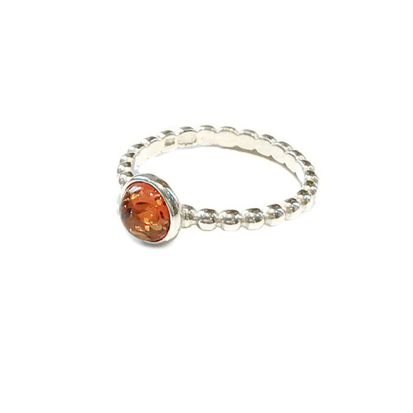 Ball Band Baltic Amber Ring | Size 7 8 Sterling Silver | Light Years 