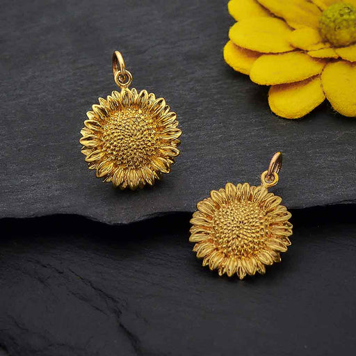 Golden Sunflower Necklace | 14kt Gold Vermeil Chain Pendant | Light Years