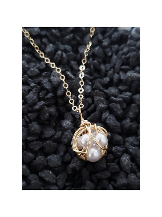 Woven Pearl Pendant Necklace | Gold Filled Chain Pendant | Light Years