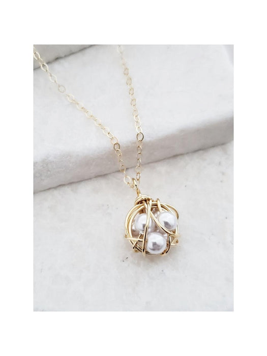 Woven Pearl Pendant Necklace | Gold Filled Chain Pendant | Light Years
