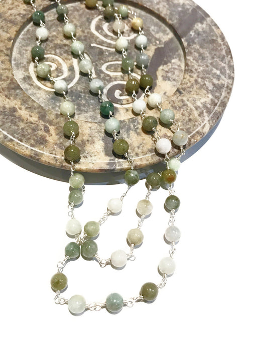 Layered Jade Necklace | Sterling Silver Strand | Light Years Jewelry