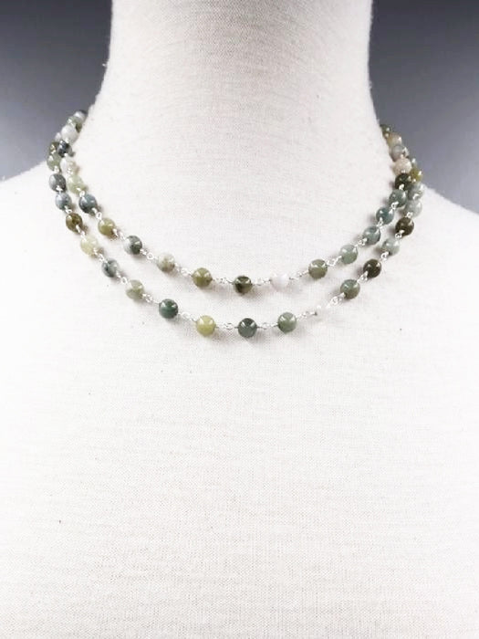 Layered Jade Necklace | Sterling Silver Strand | Light Years Jewelry
