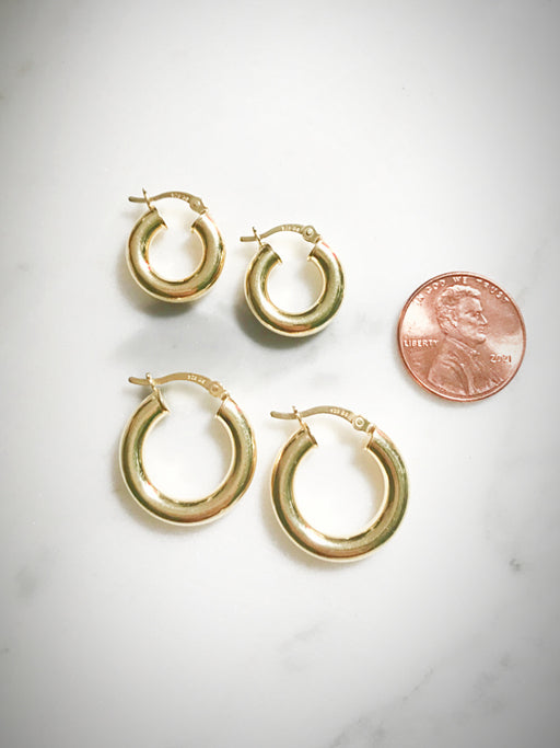 Vermeil Tube Hoops | 14kt Gold Vermeil Pincatch Earrings | Light Years
