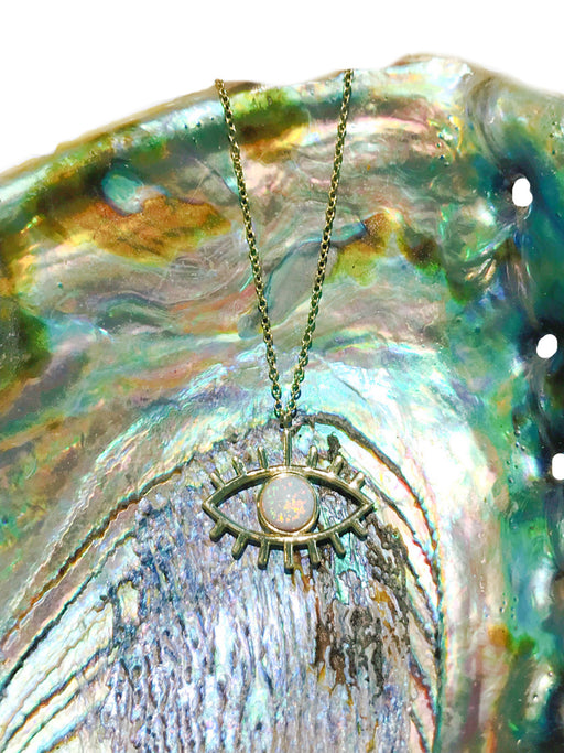 Opal Evil Eye Necklace | Gold Vermeil Chain Pendant | Light Years Jewelry
