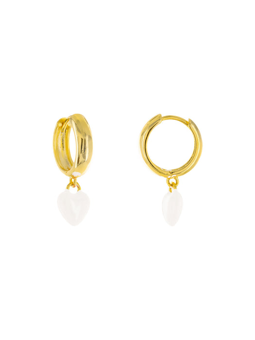 Enamel Heart Huggie Hoops | White | Gold Plated Earrings | Light Years